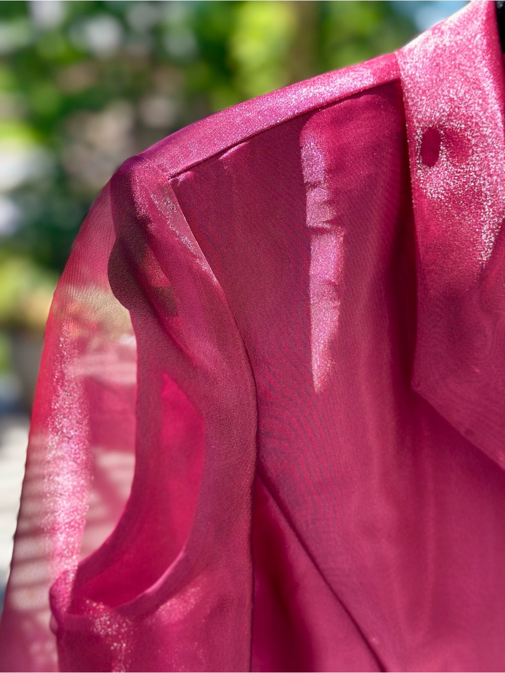 Alex Evenings Shimmer Organza Jacket or Top Raspberry Pink Evening Mother Bride - Picture 6 of 15